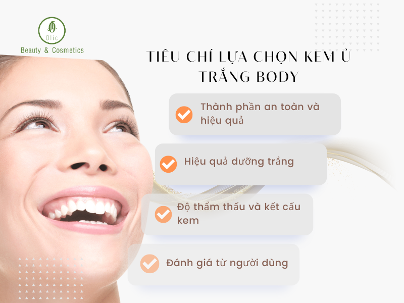 Tiêu chí lựa chọn kem ủ trắng body tốt nhất